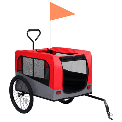 2-in-1 Fahrradanhänger für Hunde und Buggy Rot und Grau - Pazzar.ch
