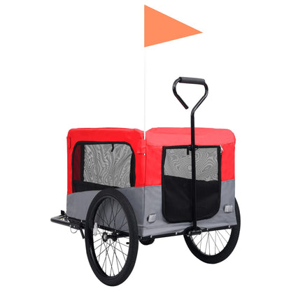 2-in-1 Fahrradanhänger für Hunde und Buggy Rot und Grau - Pazzar.ch