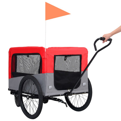 2-in-1 Fahrradanhänger für Hunde und Buggy Rot und Grau - Pazzar.ch