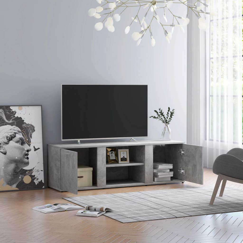 TV-Schrank Betongrau 120x34x37 cm Holzwerkstoff - Pazzar.ch