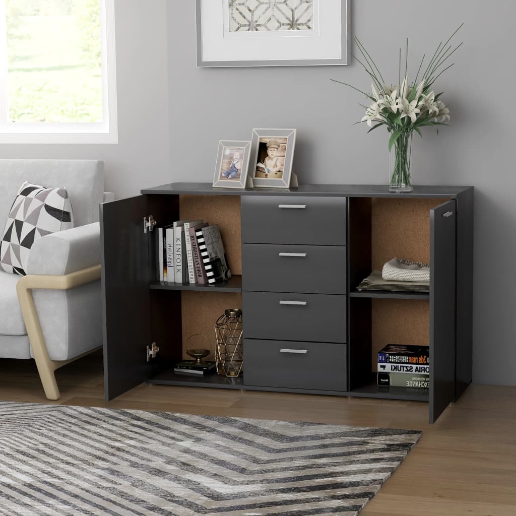 Sideboard Grau 120x35,5x75 cm Holzwerkstoff - Pazzar.ch