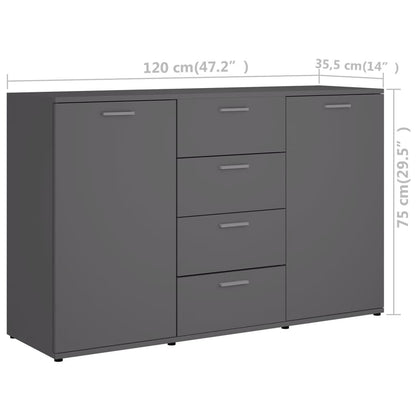 Sideboard Grau 120x35,5x75 cm Holzwerkstoff - Pazzar.ch