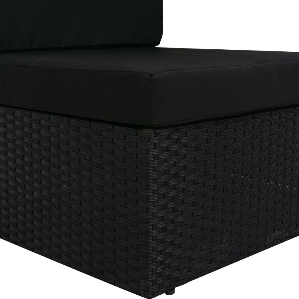 3-tlg. Garten-Lounge-Set Poly Rattan Schwarz - Pazzar.ch