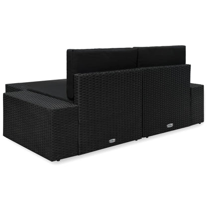 3-tlg. Garten-Lounge-Set Poly Rattan Schwarz - Pazzar.ch