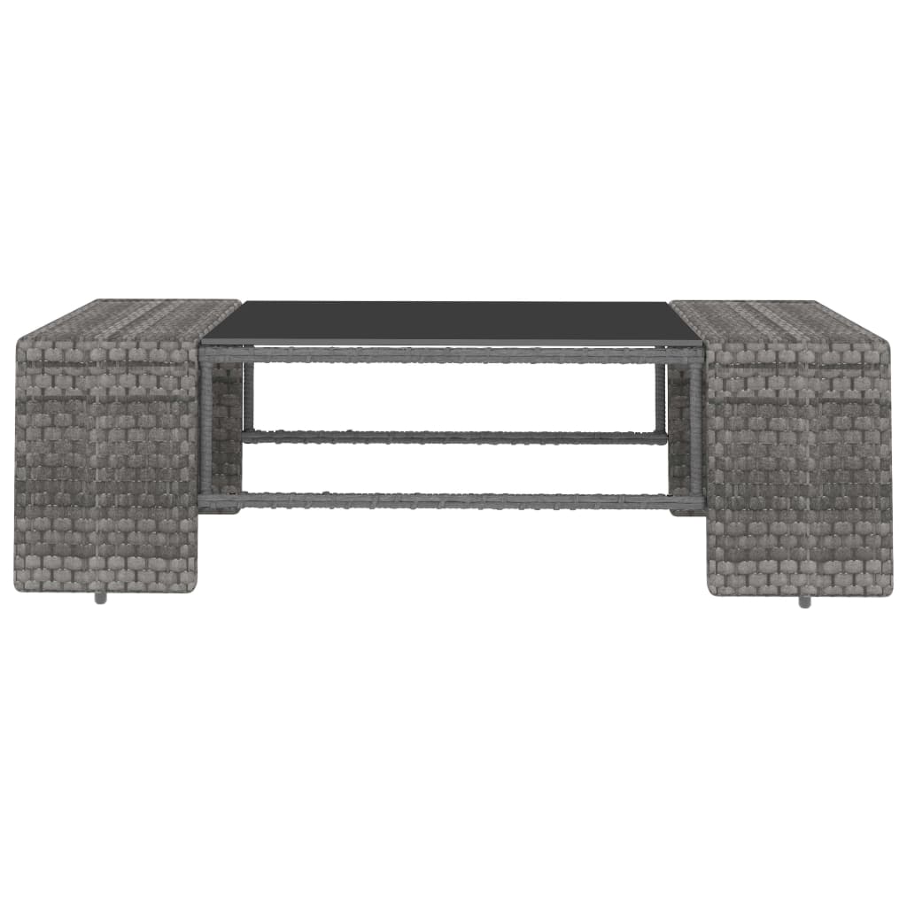 3-tlg. Garten-Lounge-Set Poly Rattan Grau - Pazzar.ch