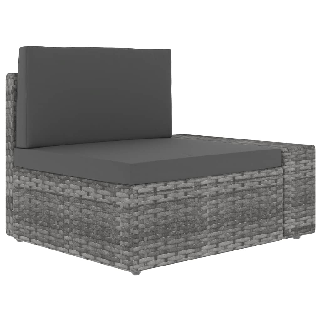 3-tlg. Garten-Lounge-Set Poly Rattan Grau - Pazzar.ch