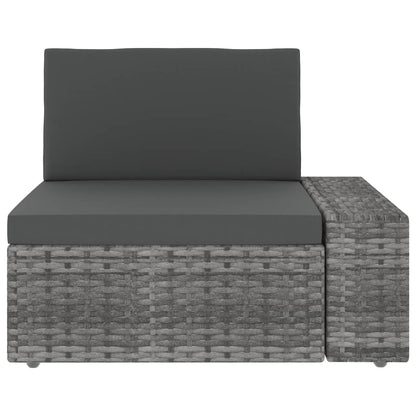 3-tlg. Garten-Lounge-Set Poly Rattan Grau - Pazzar.ch