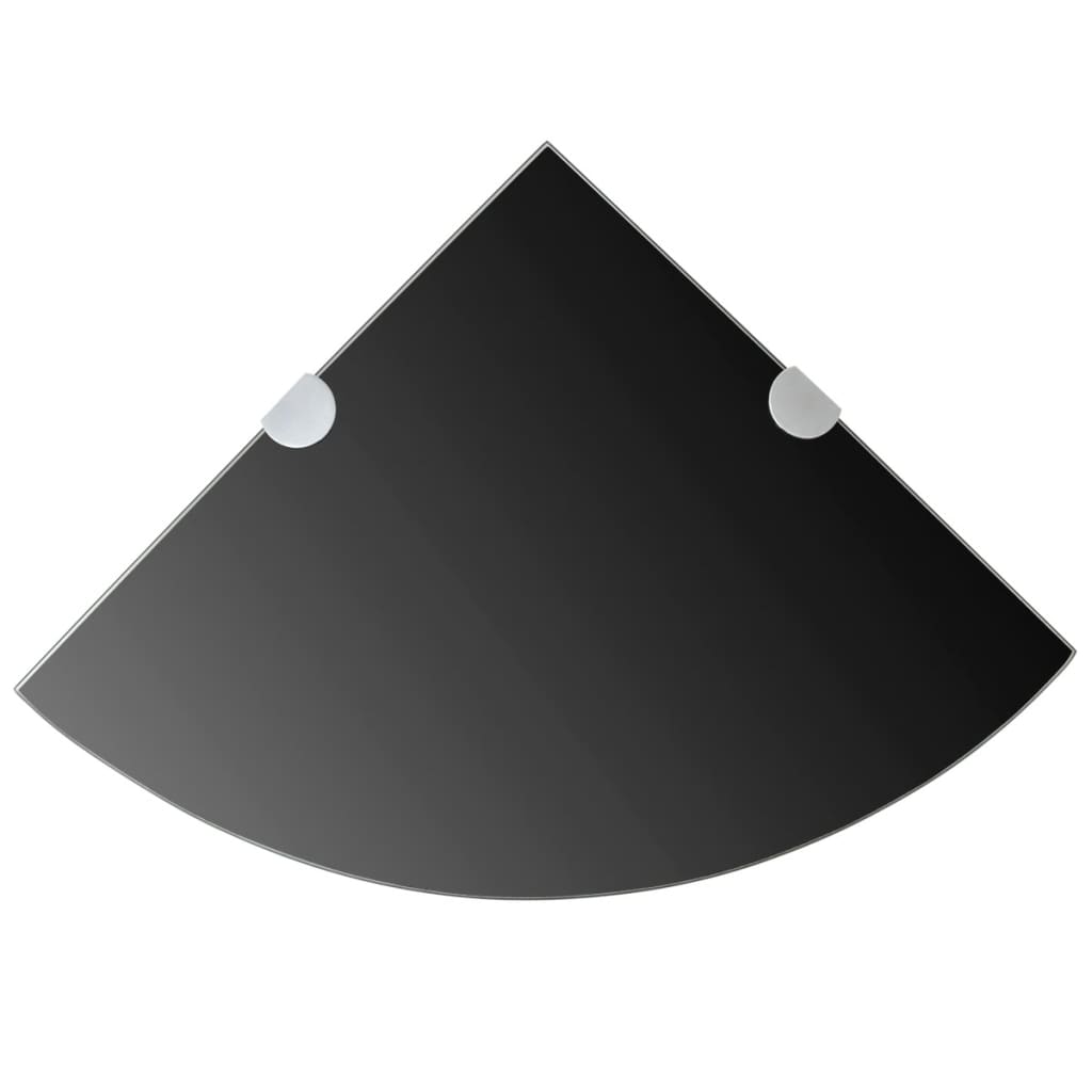 Eckregale 2 Stk. Verchromte Halterungen Glas Schwarz 35x35cm - Pazzar.ch