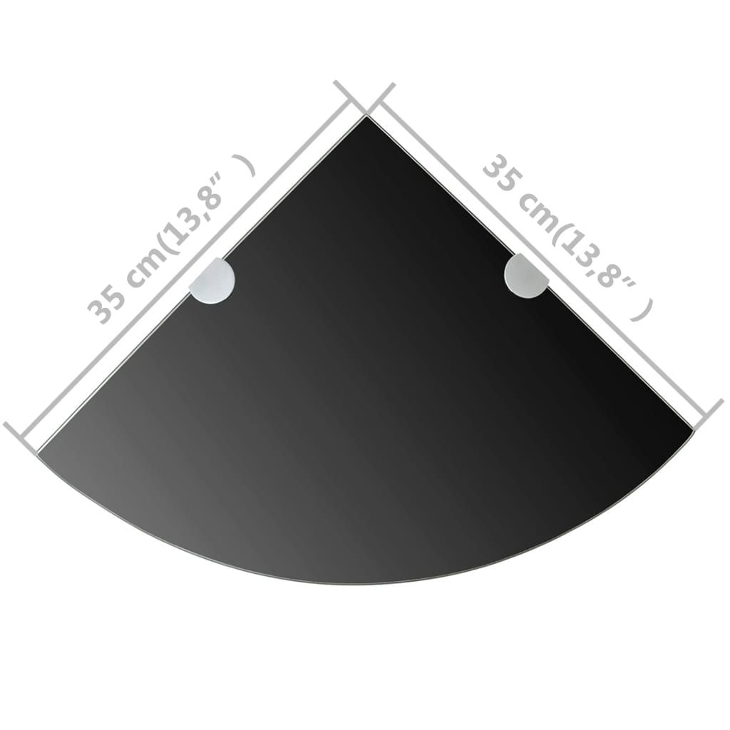 Eckregale 2 Stk. Verchromte Halterungen Glas Schwarz 35x35cm - Pazzar.ch