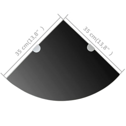 Eckregale 2 Stk. Verchromte Halterungen Glas Schwarz 35x35cm - Pazzar.ch