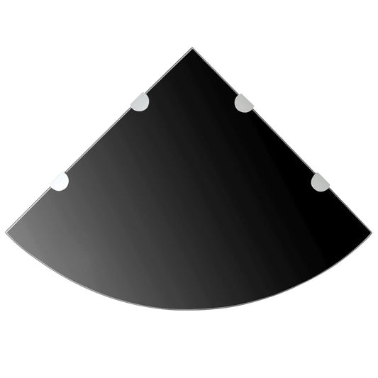 Eckregale 2 Stk. Verchromte Halterungen Glas Schwarz 45x45cm - Pazzar.ch