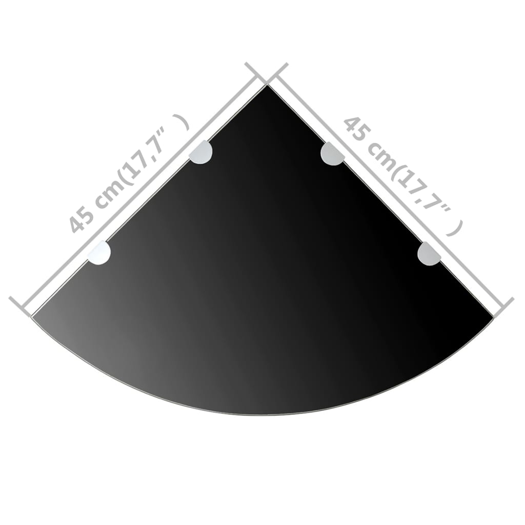 Eckregale 2 Stk. Verchromte Halterungen Glas Schwarz 45x45cm - Pazzar.ch