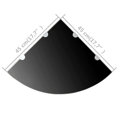 Eckregale 2 Stk. Verchromte Halterungen Glas Schwarz 45x45cm - Pazzar.ch