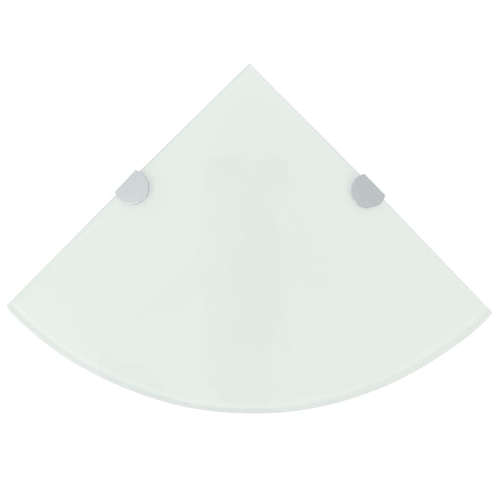Eckregale 2 Stk. mit verchromten Halterungen Glas Weiß 35x35cm - Pazzar.ch