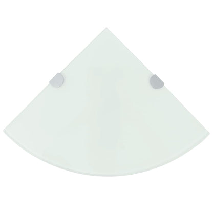 Eckregale 2 Stk. mit verchromten Halterungen Glas Weiß 35x35cm - Pazzar.ch