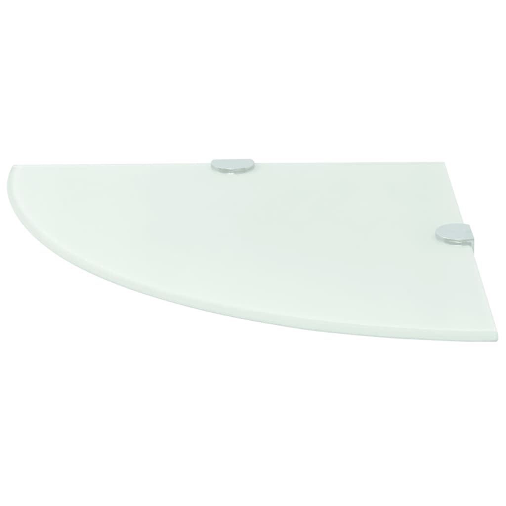 Eckregale 2 Stk. mit verchromten Halterungen Glas Weiß 35x35cm - Pazzar.ch