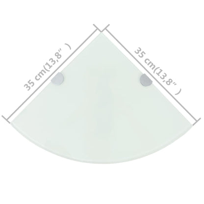 Eckregale 2 Stk. mit verchromten Halterungen Glas Weiß 35x35cm - Pazzar.ch