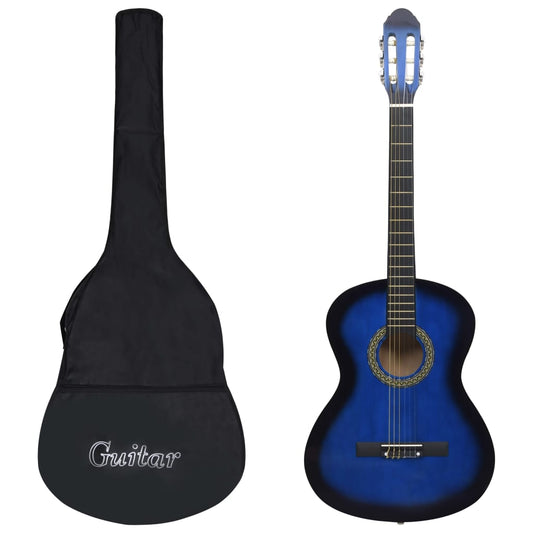 12-tlg. Klassikgitarren-Set für Anfänger Blau 4/4 39" - Pazzar.ch
