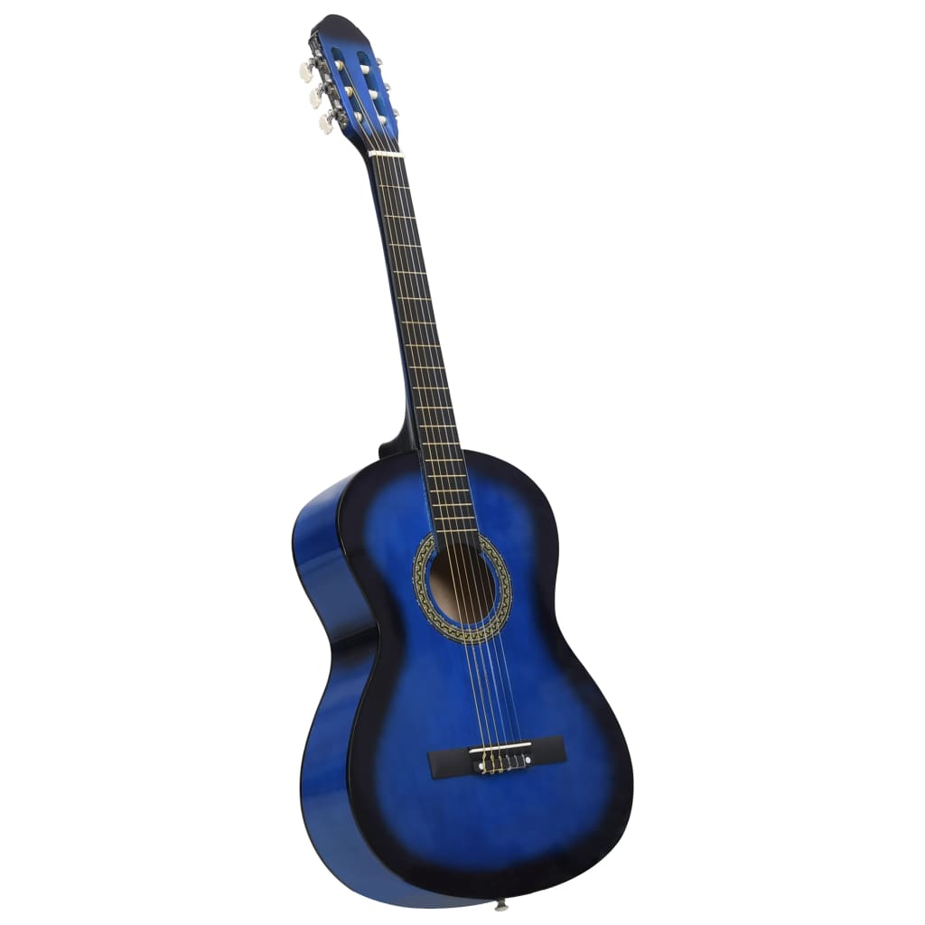 12-tlg. Klassikgitarren-Set für Anfänger Blau 4/4 39"