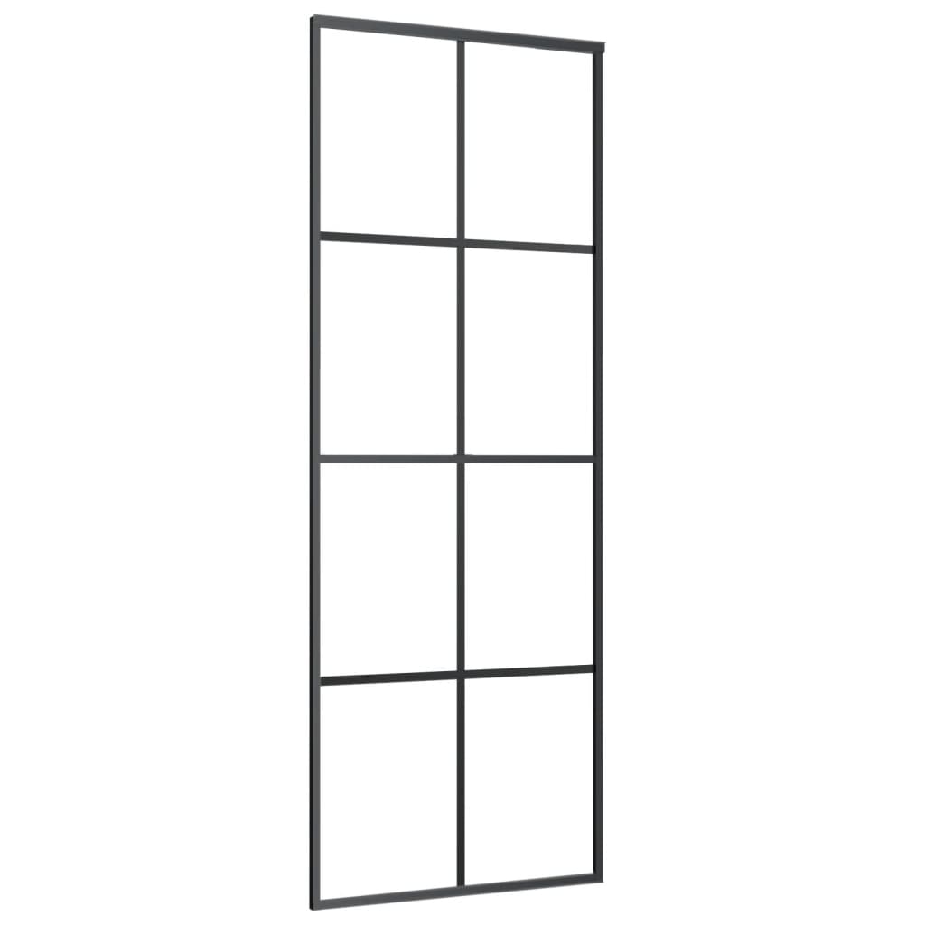 Schiebetür Aluminium und ESG Glas 76x205 cm Schwarz - Pazzar.ch