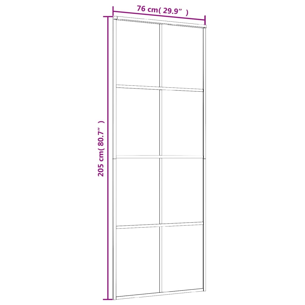 Schiebetür Aluminium und ESG Glas 76x205 cm Schwarz - Pazzar.ch