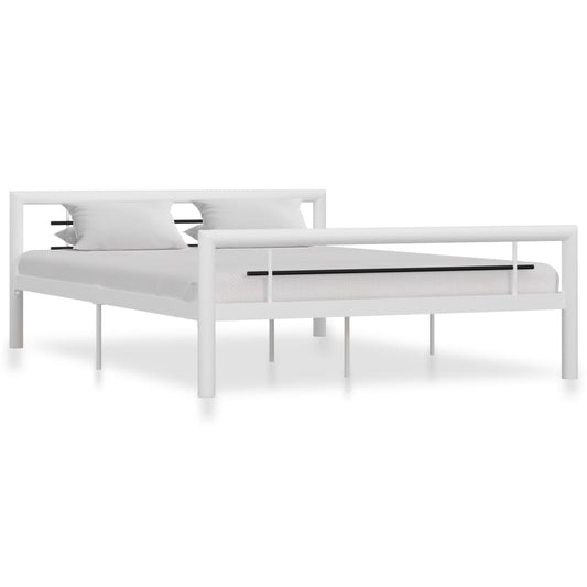 Bettgestell Weiß und Schwarz Metall 120x200 cm - Pazzar.ch