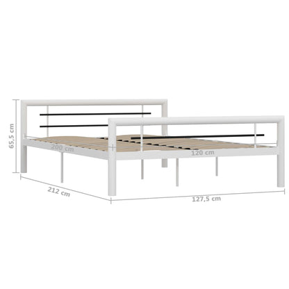Bettgestell Weiß und Schwarz Metall 120x200 cm - Pazzar.ch