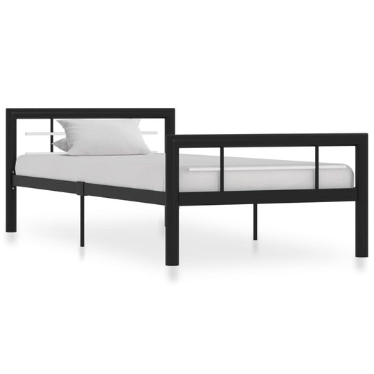 Bettgestell Schwarz und Weiß Metall 100 × 200 cm - Pazzar.ch