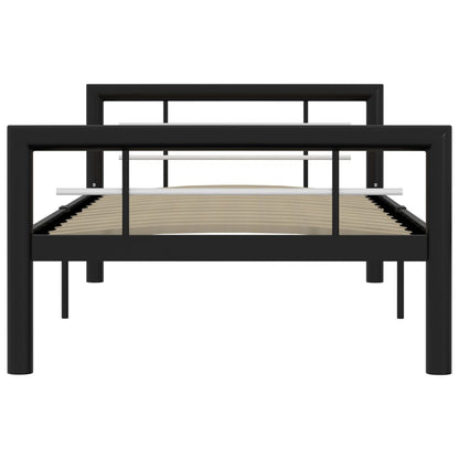 Bettgestell Schwarz und Weiß Metall 100 × 200 cm - Pazzar.ch