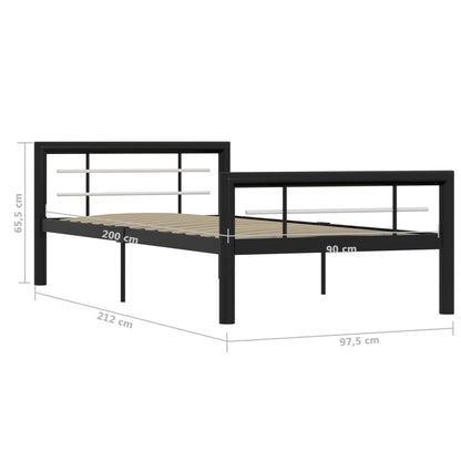 Bettgestell Schwarz und Weiß Metall 100 × 200 cm - Pazzar.ch