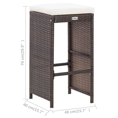 7-tlg. Gartenbar-Set mit Auflagen Poly Rattan Braun - Pazzar.ch