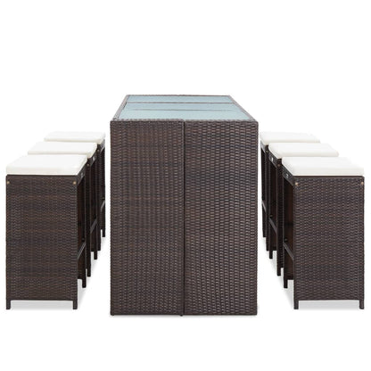 7-tlg. Gartenbar-Set mit Auflagen Poly Rattan Braun - Pazzar.ch