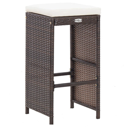 7-tlg. Gartenbar-Set mit Auflagen Poly Rattan Braun - Pazzar.ch