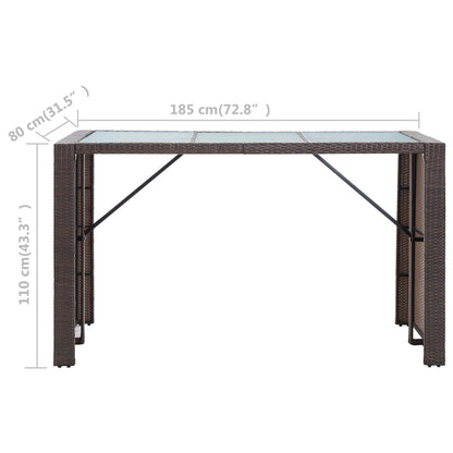 7-tlg. Gartenbar-Set mit Auflagen Poly Rattan Braun - Pazzar.ch
