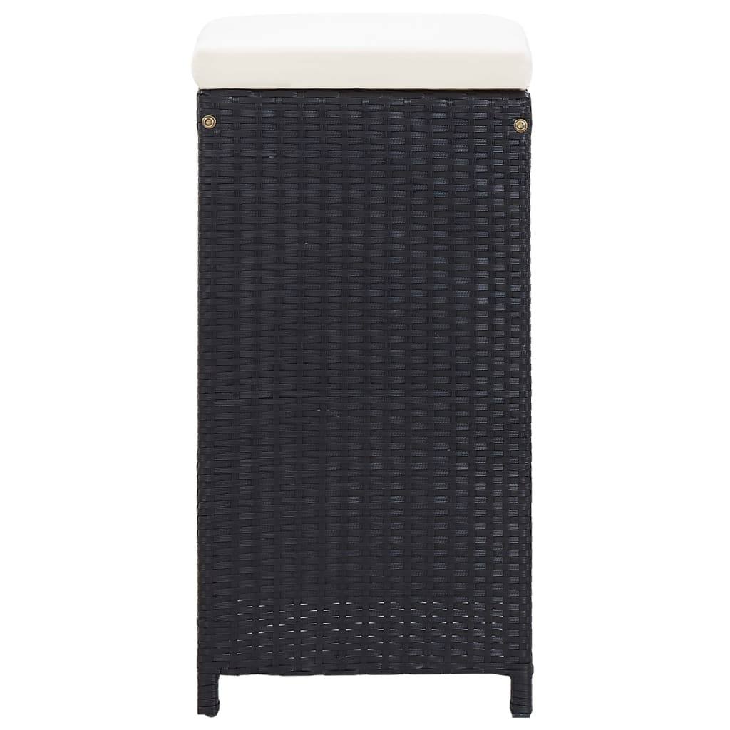 7-tlg. Gartenbar-Set mit Auflagen Poly Rattan Schwarz