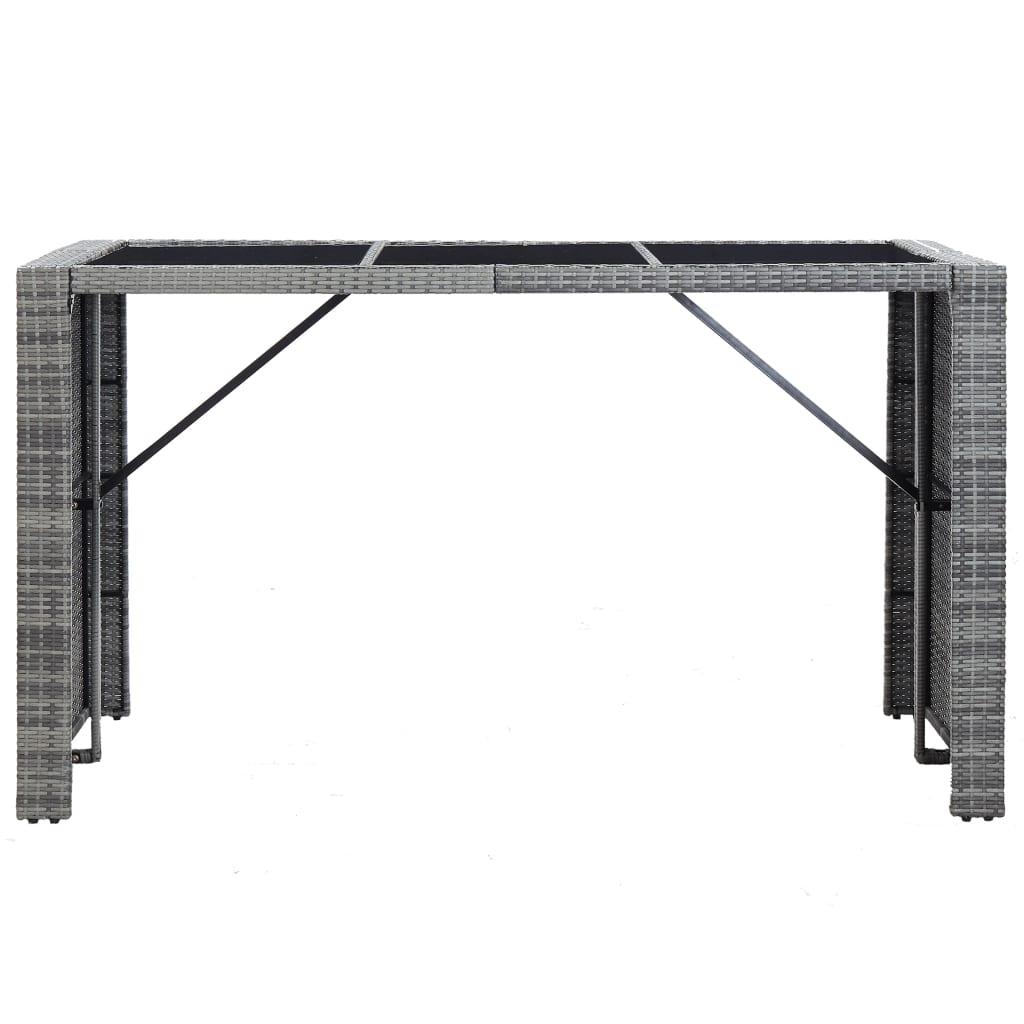 7-tlg. Gartenbar-Set mit Auflagen Poly Rattan Grau - Pazzar.ch