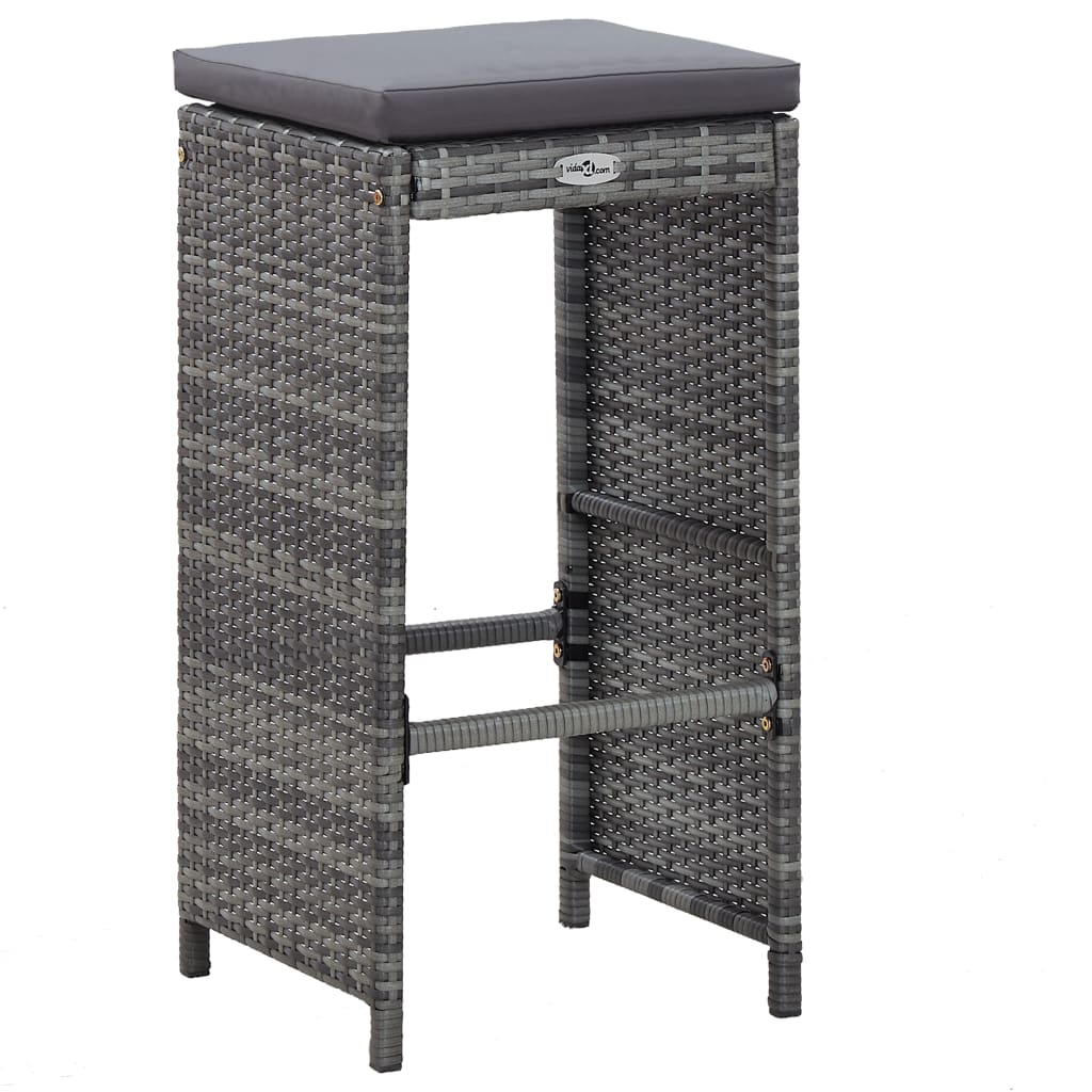 7-tlg. Gartenbar-Set mit Auflagen Poly Rattan Grau - Pazzar.ch