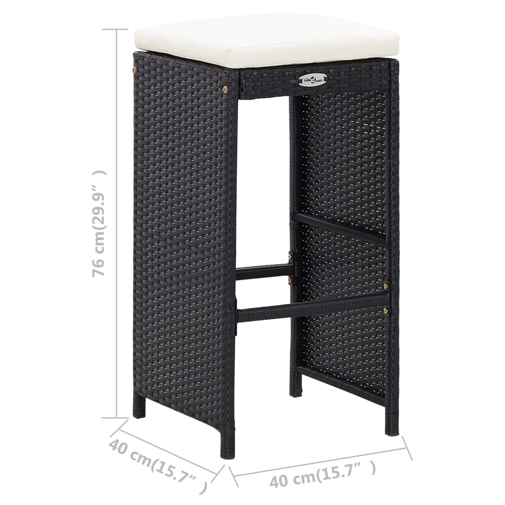 5-tlg. Garten-Bar-Set Poly Rattan und Glas Schwarz - Pazzar.ch