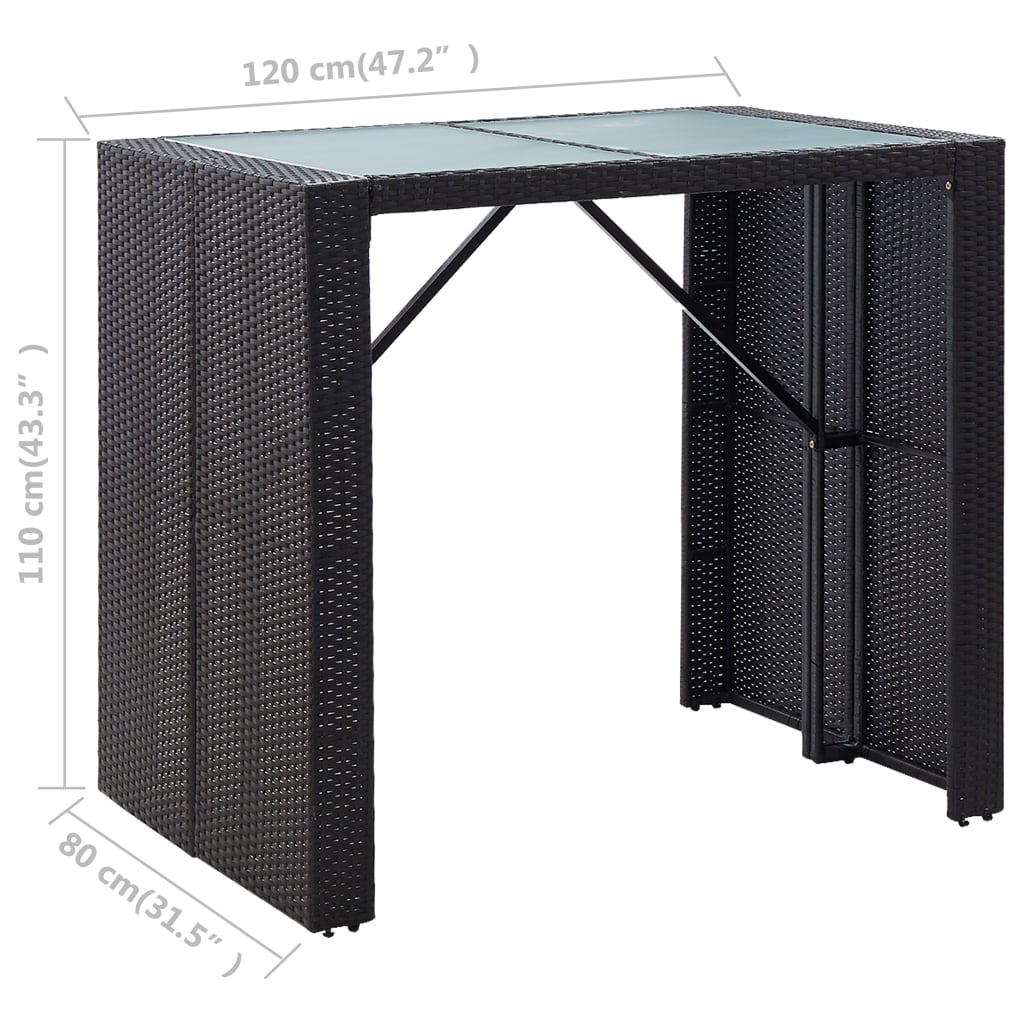 5-tlg. Garten-Bar-Set Poly Rattan und Glas Schwarz - Pazzar.ch