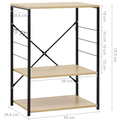 Mikrowellenregal Schwarz Eiche 60×39,6×79,5 cm Holzwerkstoff - Pazzar.ch