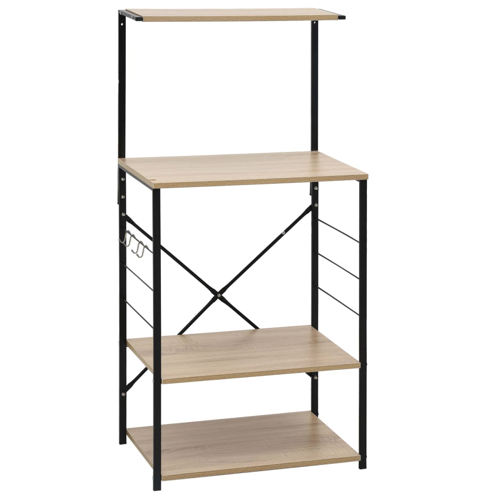 Mikrowellenregal Schwarz Eiche 60x39,6x123 cm Holzwerkstoff - Pazzar.ch