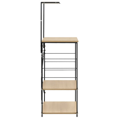 Mikrowellenregal Schwarz Eiche 60x39,6x123 cm Holzwerkstoff - Pazzar.ch