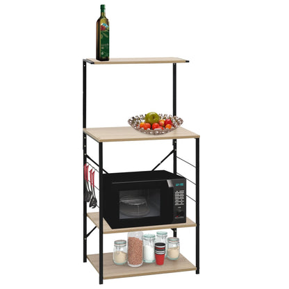 Mikrowellenregal Schwarz Eiche 60x39,6x123 cm Holzwerkstoff - Pazzar.ch