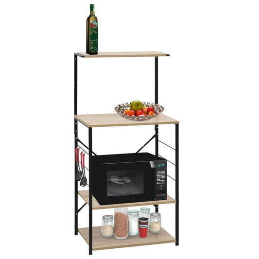 Mikrowellenregal Schwarz Eiche 60x39,6x123 cm Holzwerkstoff - Pazzar.ch