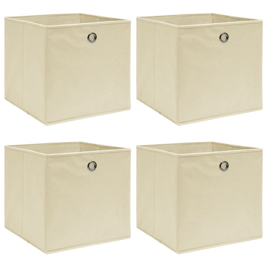 Aufbewahrungsboxen 4 Stk. Creme 32x32x32 cm Stoff - Pazzar.ch