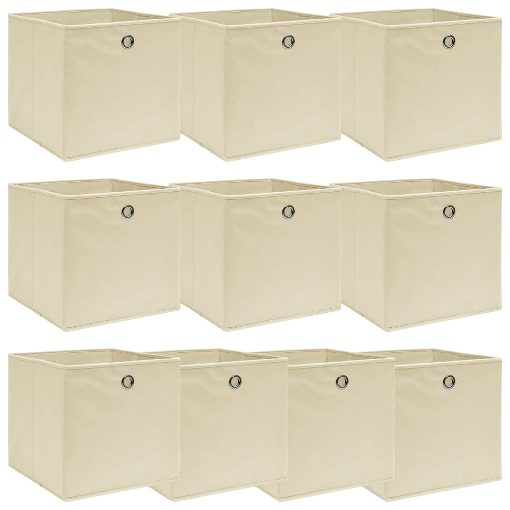 Aufbewahrungsboxen 10 Stk. Creme 32x32x32 cm Stoff - Pazzar.ch