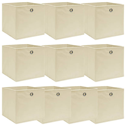 Aufbewahrungsboxen 10 Stk. Creme 32x32x32 cm Stoff - Pazzar.ch