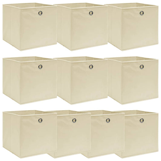 Aufbewahrungsboxen 10 Stk. Creme 32x32x32 cm Stoff - Pazzar.ch