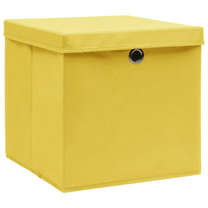 Aufbewahrungsboxen mit Deckeln 10 Stk. Gelb 32x32x32 cm Stoff - Pazzar.ch