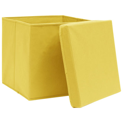 Aufbewahrungsboxen mit Deckeln 10 Stk. Gelb 32x32x32 cm Stoff - Pazzar.ch
